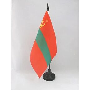 Transnistria Table Flag 5'' x 8'' - Trans-Dniestr - Transdniestria Desk Flag 21 x 14 cm - Black plastic stick and base - AZ FLAG