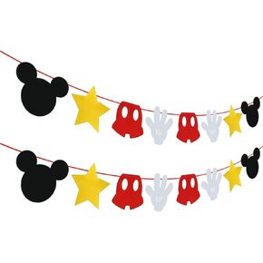 Mickey and Mouse Themed Felt Garland Birthday Party Banner Decoration Supplies