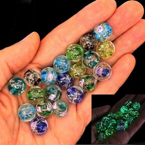 Artsy Crafts 40 Pcs Assorted Glow in The Dark Firefly Beads 12mm European Lampwork Luminous Glass Beads for Jewelry Making Charm Bracelet Necklace Earrings Crafts (Mixed 40pcs)
