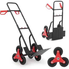 Stair Climbing Dolly, 330 Lbs Weight Capacity, Foldable Hand Truck with 6 Rubber Wheels and Telescoping Handle, Heavy-Duty Grocery Cart for Luggage, Warehouse, Shopping