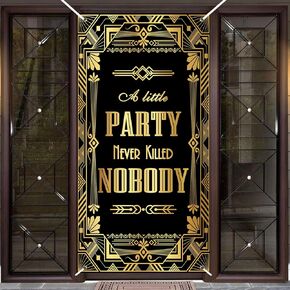 Avezano Roaring 20s Party Decorations Roaring 20s Door Cover Banner 1920s Party Decorations Retro Jazz Party Banner Speakeasy Decor