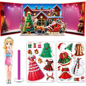 Magnetic Dress Up Paper Doll Pretend Play Game Toys,Dollhouse Magnet People Clothes Puzzles Development for 3+ Year Old Girls Toddler,Preschool Learning Created Imagine Birthday Gift (A Set)