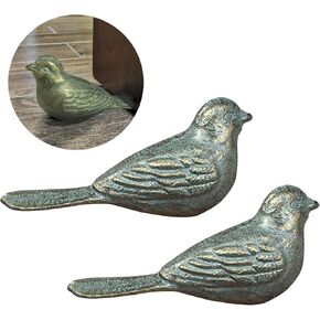 Door Stopper for Floor Decorative Cute Bird Heavy Duty Cast Iron Door Stop Farmhouse, 2 Pack Door Stops Wedge Rustic Dark Brown
