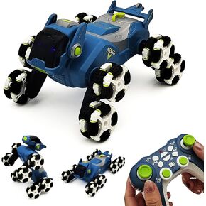 Tipmant Remote Control Stunt Car Vehicle RC Robot Dog Mechanical Animal Toys 2.4G with Mist Spray, Music & Light Functions for Kids Children 6-14 Years Boys Girls Birthday Gifts (White)
