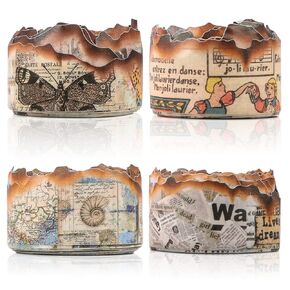 4 Roll Burned Washi Tape Scrapbook Masking Sticker Vintage Old Decorative Butterfly Nautical Blueprint Music Score Newspaper Art Craft Supplies for DIY Diary Planner Bullet Junk Journal Card