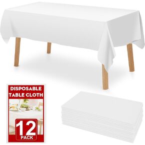20 Pack White Plastic Table Cloths Disposable，54 x 108 Inches Plastic Table Cover for Rectangle Tables，Disposable Tablecloth for Dinning，Parties，BBQ，Wedding，Outdoor