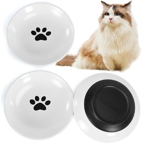 Cat Food Bowl,Non-Slip Ceramic Cat Bowls for Indoor Cats,Whisker Fatigue Cat Food Bowls,Shallow Cat Dishes for Food and Water,with Silicone Base Kitten Bowls for Feeding Cats,Kitten,Small Dog,3 Pack