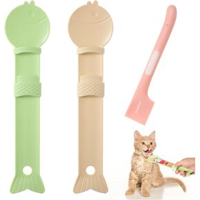 3 PCS Cat Treat Spoon, Cat Strip Feeder Spoon, Cat Spoon for Wet Treats Dispense, Cat Food Spoon Cat Stripe Squeeze Spoon, Multifunctional Lickable Treat Feeding