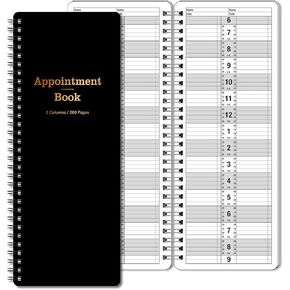 كتاب المواعيد - كتاب مواعيد الصالون، 4.5 بوصة × 11.5 بوصة، كتاب مواعيد غير مؤرخ، كتاب جدول يومي وكل ساعة مع عمودين و200 صفحة - أسود