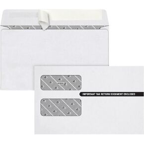 Adams White Self Seal Double Window 1099 Envelopes, Peel and Seal Security Tinted Closure, 5-5/8" x 9" Size, 50 Pack (TXA1099PS-2)