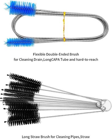YXQ Aquarium Filter Brush Set 10 Pieces Different Sizes Bristles Brushes and Flexible Double Ended Bristles Hose Pipe Cleaner with Stainless Steel Long Tube Cleaning Brush for Fish Tank, Kitchen in Saudi Arabia