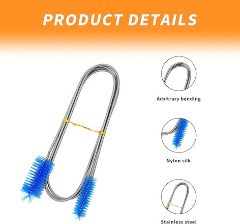 YXQ Aquarium Filter Brush Set 10 Pieces Different Sizes Bristles Brushes and Flexible Double Ended Bristles Hose Pipe Cleaner with Stainless Steel Long Tube Cleaning Brush for Fish Tank, Kitchen in Saudi Arabia
