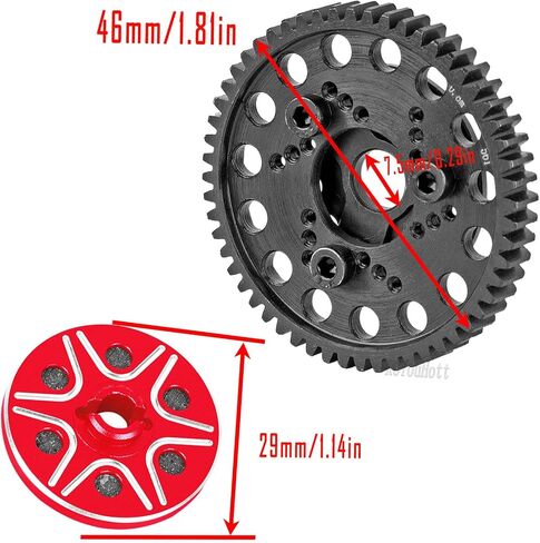 قابض شبشب RCMYou RC 56T (0.8Mod) جزء ترقيات تروس نقل الحركة لـ 1/10 Slash 2wd VXL/Rustler 2wd VXL/Stampede 2wd VXL/Bandit 2wd VXL، قابض شبشب 56T، أحمر in Saudi Arabia
