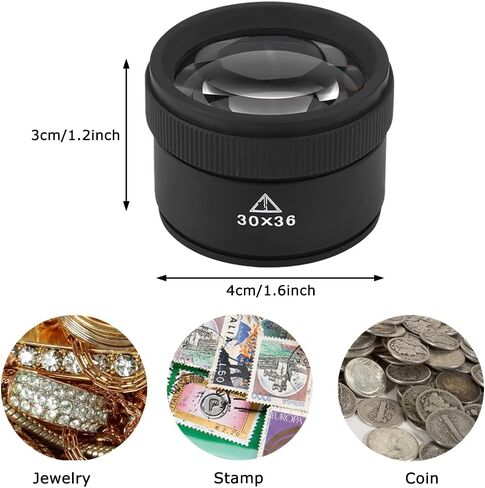 عدسة مجوهرات Watris Veiyi، عدسة مكبرة 30X، مكبرة للعملات المعدنية، عدسة مكبرة لجواهر الجيب، عدسات بصرية محمولة للمجوهرات والعملات المعدنية والطوابع in Kuwait