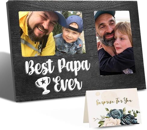 Best Grandpa Ever 3D Wooden Picture Frame - Perfect Gifts for Grandpa - Includes Two 4x6 Inch Frames - Ideal for Grandpa's Birthday, Father's Day, Father-in-Law - Happy Birthday Grandp in Saudi Arabia