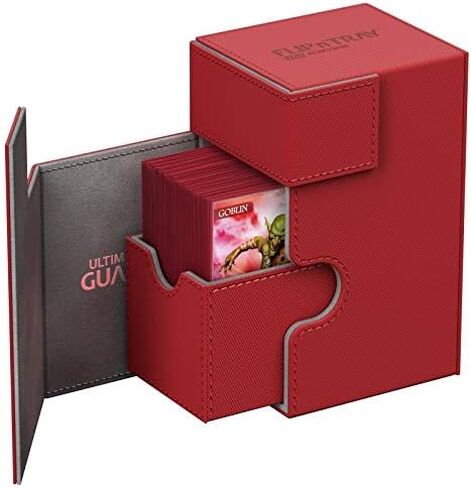 Ultimate Guard Flip 'n' Tray 80+، حافظة سطح السفينة لـ 80 بطاقة TCG مزدوجة الأكمام + صينية النرد، أحمر/رمادي، إغلاق مغناطيسي مستقل وبطانة من الألياف الدقيقة in Saudi Arabia