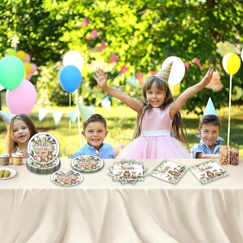 40PCS Woodland Baby Shower Decorations Party Animal Birthday Decorations Include Baby Shower Plates And Napkins For 20 Guests in Saudi Arabia