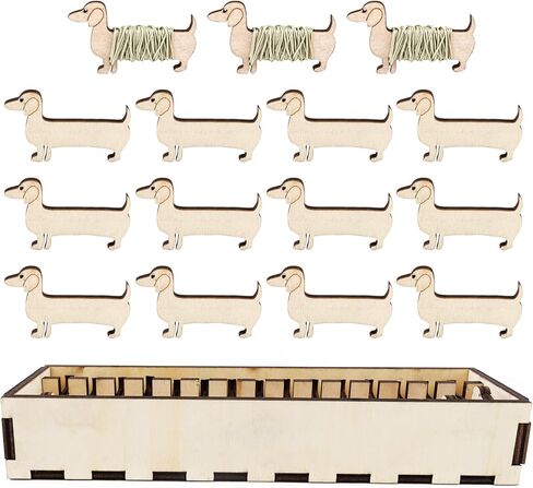 Framendino, Wooden Animal Bobbin Set Sewing Thread and Bobbin Organizer Embroidery Floss Organizer Box with 15 Dog Shape Bobbin Holder in Saudi Arabia