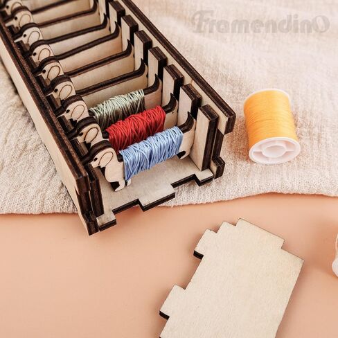 Framendino, Wooden Animal Bobbin Set Sewing Thread and Bobbin Organizer Embroidery Floss Organizer Box with 15 Dog Shape Bobbin Holder in Saudi Arabia