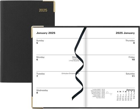 Letts of London Classic Mini Pocket Week لعرض المخطط 2024، الطول 4.21 بوصة (أسود) in Kuwait