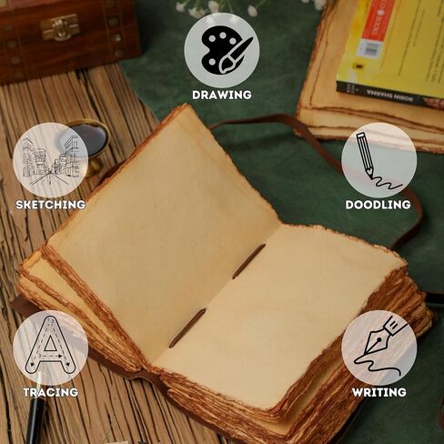 Fausta Vintage Tree of Life Leather Journal with Antique Brass Lock for Writing 240 Pages 7" x 5" Leather Journal/Notebook, Deckle Edge Cotton Paper Diary for Men/Women Sketchbook for Drawing, Brown in Saudi Arabia