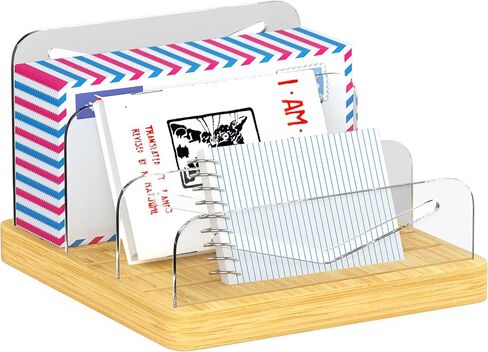 MinBoo Mail Organizer File Holders Letter Organizer Bamboo Desk Document Sorter Envelope Folder Racks Holders for Office Home School in Saudi Arabia