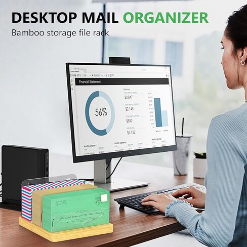 MinBoo Mail Organizer File Holders Letter Organizer Bamboo Desk Document Sorter Envelope Folder Racks Holders for Office Home School in Saudi Arabia