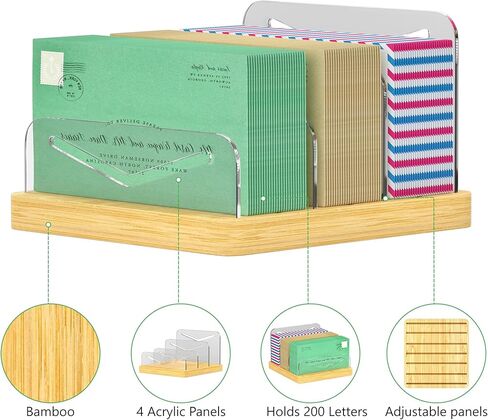 MinBoo Mail Organizer File Holders Letter Organizer Bamboo Desk Document Sorter Envelope Folder Racks Holders for Office Home School in Saudi Arabia
