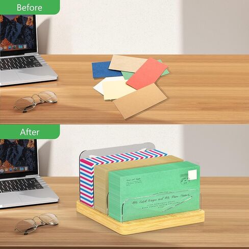 MinBoo Mail Organizer File Holders Letter Organizer Bamboo Desk Document Sorter Envelope Folder Racks Holders for Office Home School in Saudi Arabia