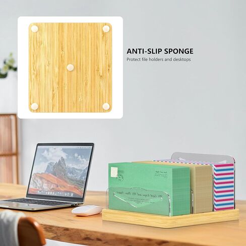MinBoo Mail Organizer File Holders Letter Organizer Bamboo Desk Document Sorter Envelope Folder Racks Holders for Office Home School in Saudi Arabia