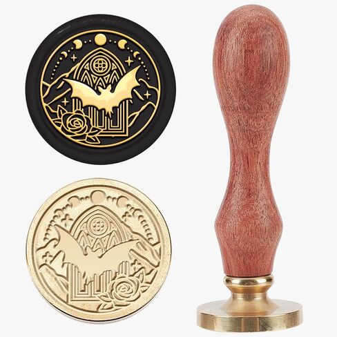 MAYJOYDIY Moon Rose Fox Wax Seal Stamp, 0.98inch Crescent Moon Star Animal Sealing Wax Stamp Removable Brass Head Wooden Handle for Wedding Party Invitations Cards Envelopes Letter Sealing in Saudi Arabia