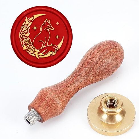 MAYJOYDIY Moon Rose Fox Wax Seal Stamp, 0.98inch Crescent Moon Star Animal Sealing Wax Stamp Removable Brass Head Wooden Handle for Wedding Party Invitations Cards Envelopes Letter Sealing in Saudi Arabia
