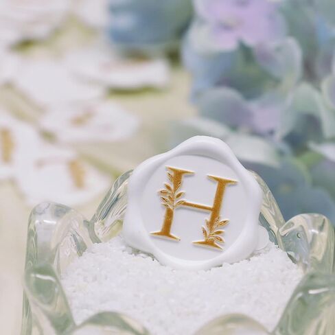 SWANGSA 30 Pack Letter B Wax Seal Stickers, White with Gold Botanical Leaves Initial Alphabet Self-Adhesive Wax Stickers, Wedding Party Invitation Envelope Wax Seal Stickers in Saudi Arabia