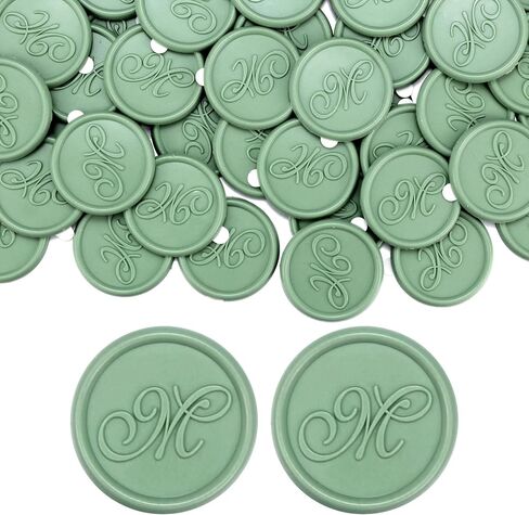 Yoption 50 Pcs Letter Wax Seal Stickers, Sage Green Initial Alphabet H Adhesive Envelope Seals Wax Stickers for Wedding Party Birthday Christmas (H) in Saudi Arabia
