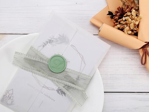 Yoption 50 Pcs Letter Wax Seal Stickers, Sage Green Initial Alphabet H Adhesive Envelope Seals Wax Stickers for Wedding Party Birthday Christmas (H) in Saudi Arabia