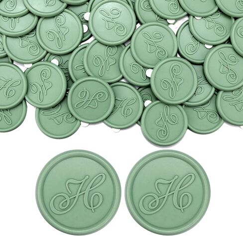 Yoption 50 Pcs Letter Wax Seal Stickers, Sage Green Initial Alphabet H Adhesive Envelope Seals Wax Stickers for Wedding Party Birthday Christmas (H) in Kuwait