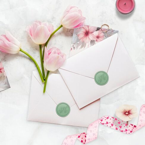 Yoption 50 Pcs Letter Wax Seal Stickers, Sage Green Initial Alphabet H Adhesive Envelope Seals Wax Stickers for Wedding Party Birthday Christmas (H) in Kuwait