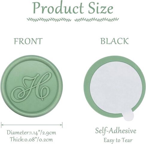 Yoption 50 Pcs Letter Wax Seal Stickers, Sage Green Initial Alphabet H Adhesive Envelope Seals Wax Stickers for Wedding Party Birthday Christmas (H) in Kuwait