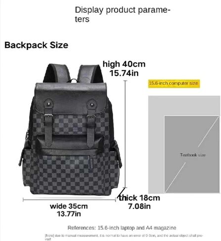 PU leather backpacklaptop backpack college student Schoolbag business multifunctional backpack leisure travel work bag (Backpack,Black backpack) in Saudi Arabia