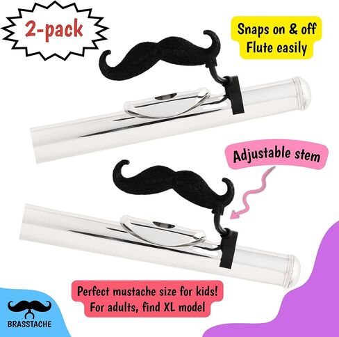 The Original Flute-stache 2.0 للأطفال - (عبوتان) شارب بمشبك للاعبي الفلوت، الحجم الأصلي، من Brasstache in Kuwait