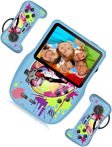 CZT 3.8-inch Desktop Retro Game Console Dual-Gamepad Handheld Built-in 520 Games can be Connected to TV Video Game Console Electronic Game System Children's Portable Game Console (Blue) in Saudi Arabia