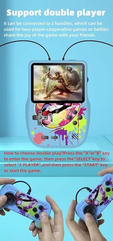 CZT 3.8-inch Desktop Retro Game Console Dual-Gamepad Handheld Built-in 520 Games can be Connected to TV Video Game Console Electronic Game System Children's Portable Game Console (Blue) in Saudi Arabia