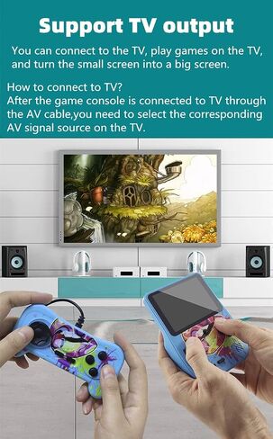 CZT 3.8-inch Desktop Retro Game Console Dual-Gamepad Handheld Built-in 520 Games can be Connected to TV Video Game Console Electronic Game System Children's Portable Game Console (Blue) in Saudi Arabia
