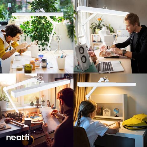 Neatfi Flex Desk Lamp with Clamp, Dimmable, 3,000 Lumens 30W LED Monitor Light, 3000K-6500K Correlated Color Temperature, 5 Brightness Levels & 5 Light Modes (White, 28 Inches with Metal Arm) in Kuwait