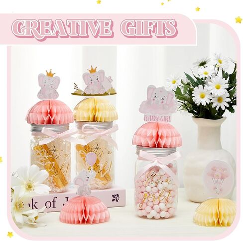 8 مجموعات من قطع مركزية لحفلات استقبال الأطفال على شكل فيل للطاولات، إنها عبارة عن برطمان ميسون للقطع المركزية على شكل قرص العسل من أجل لوازم تزيين القطع المركزية للحفلات وأعياد الميلاد (أزرق، صبي) in Kuwait