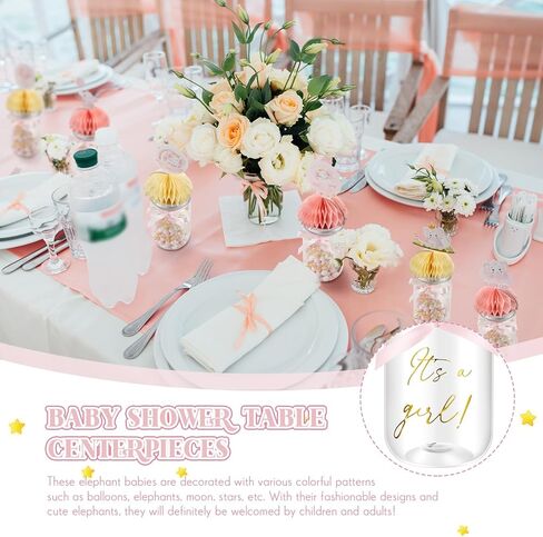 8 مجموعات من قطع مركزية لحفلات استقبال الأطفال على شكل فيل للطاولات، إنها عبارة عن برطمان ميسون للقطع المركزية على شكل قرص العسل من أجل لوازم تزيين القطع المركزية للحفلات وأعياد الميلاد (أزرق، صبي) in Kuwait
