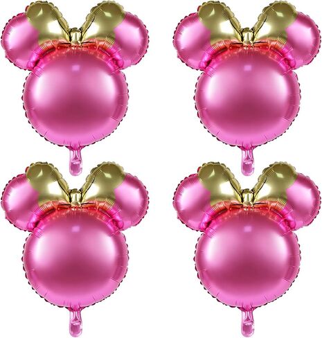 4 Pcs Mouse Head Foil Balloons, 24'' Mouse Mylar Balloon for Birthday Party Decorations Jumbo Mouse Head Aluminum Foil Balloons Party Favors Supplies (Pink) in Saudi Arabia