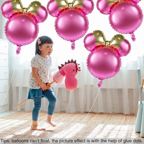 4 Pcs Mouse Head Foil Balloons, 24'' Mouse Mylar Balloon for Birthday Party Decorations Jumbo Mouse Head Aluminum Foil Balloons Party Favors Supplies (Pink) in Saudi Arabia