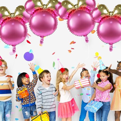 4 Pcs Mouse Head Foil Balloons, 24'' Mouse Mylar Balloon for Birthday Party Decorations Jumbo Mouse Head Aluminum Foil Balloons Party Favors Supplies (Pink) in Saudi Arabia