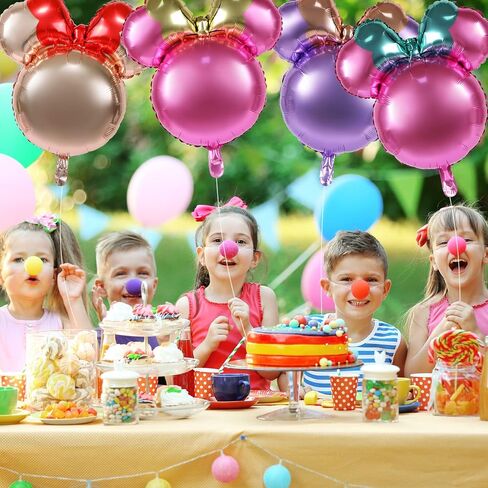 4 Pcs Mouse Head Foil Balloons, 24'' Mouse Mylar Balloon for Birthday Party Decorations Jumbo Mouse Head Aluminum Foil Balloons Party Favors Supplies (Pink) in Saudi Arabia
